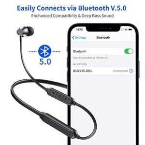 VOXii Bluetooth Headphones, Wireless Neckband Headphones, Extra Ultra Bass, V5.0 Bluetooth, Clear Calls with Perfect Noise Isolation, 12H Playtime for Workout, Running, Driving