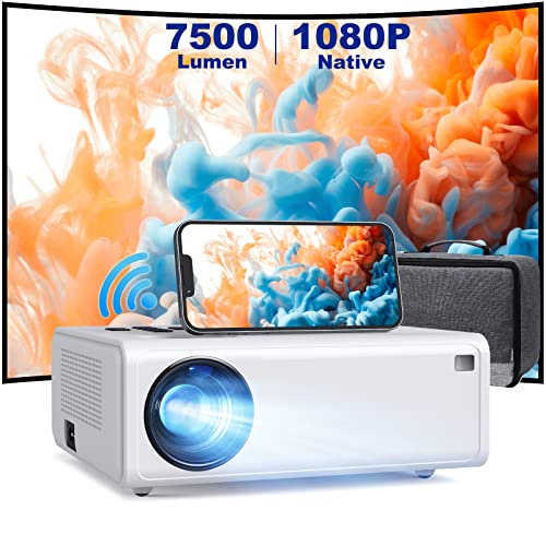 Native 1080P WiFi Projector, AKIYO 300'' Max iOS & Android Wireless Connection Phone Projector, Portable Video Home Outdoor Movie Projector, Support HDMI, TV Stick, USB, PS5, Carrying Case Included