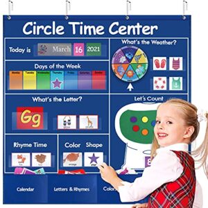 circle learning time center pocket chart calendar set, educational pocket chart learning shape, color classroom pocket chart-number pocket chart wording rhyme pictures pocket chart