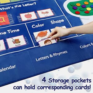 Circle Learning Time Center Pocket Chart Calendar Set, Educational Pocket Chart Learning Shape, Color Classroom Pocket Chart-Number Pocket Chart Wording Rhyme Pictures Pocket Chart