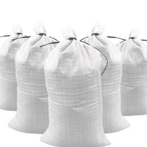 durasack heavy duty sand bags with tie strings empty woven polypropylene sand-bags with 1600 hours of uv protection, 14×26 inches, white, pack of 100