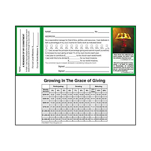 Dual Budget Pledge Cards for Church Offering in Grace Giving - 100 Cards