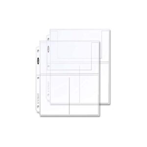 bcw pro 3-pocket page 20 (twenty pages) (4 x 6 cards, postcards or photos), clear