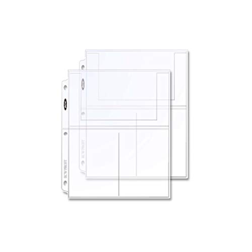 BCW Pro 3-Pocket Page 20 (Twenty Pages) (4 X 6 Cards, Postcards or Photos), Clear