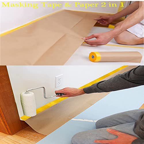 xianshengle Tape and Drape, Masking Paper, Auto Body Masking Paper, Masking Paper for Painting, for Painting, Auto Body Masking, Floor Protection, Wall Covering（Unfold 20 inches Wide X 50 feet Long）