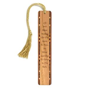 learn to dance in the rain – motivational quote engraved wood bookmark – also available with personalization – made in usa