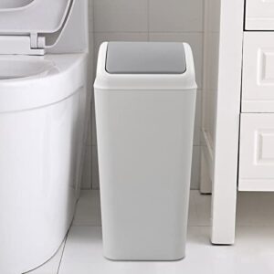 Kekow 4.5 Gallon Small Plastic Trash Can, Swing Lid Waste Can, Gray