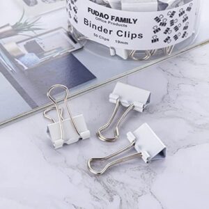 Small Binder Clips, 3/4 Inch ( 19mm ) Binder Clips, 50 Pack Mini Binder Clips (White)