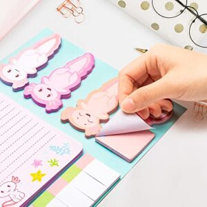 Xqumoi I Just Really Like Axolotl Sticky Notes Set, 550 Sheets, Animal Mexican Walking Fish Shaped Self-Stick Notes Pads Divider Tabs Bundle Writing Memo Pads Page Marker School Office Supplies Gift