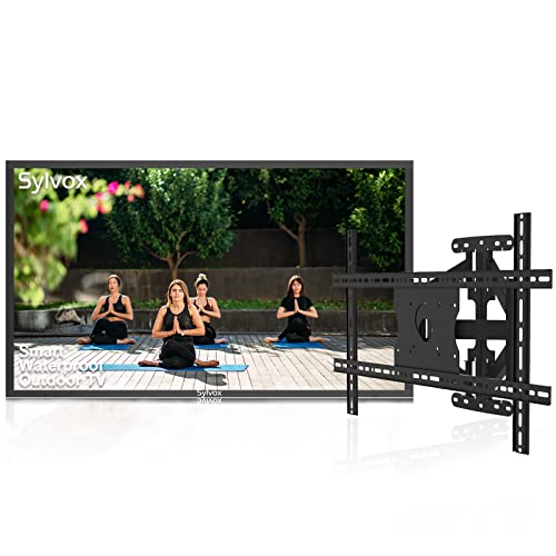 SYLVOX 43 Inch Outdoor TV, Waterproof 4K Smart TV, Supports Bluetooth Wi-Fi, Commercial Grade Equal Bezel LED TV, with Waterproof Wall Mount, Suitable for Partial Sun Areas