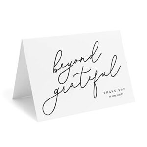 bliss collections beyond grateful thank you cards with envelopes, pack of 25, 4×6 folded, tented, bulk, perfect for: wedding, bridal shower, baby shower, birthday, or just to say thanks!