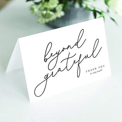 Bliss Collections Beyond Grateful Thank You Cards with Envelopes, Pack of 25, 4x6 Folded, Tented, Bulk, Perfect for: Wedding, Bridal Shower, Baby Shower, Birthday, or just to say thanks!