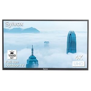 sylvox 75 inches full sun outdoor tv smart waterproof tv 4k ultra high-resolution 2000nits,7×16(h) support bluetooth wi-fi suitable for partial sun or strong light area(pool series) (ot75a1kage)