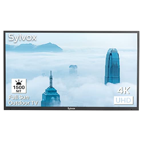 SYLVOX 75 inches Full Sun Outdoor TV Smart Waterproof TV 4K Ultra High-Resolution 2000nits,7x16(H) Support Bluetooth Wi-Fi Suitable for Partial Sun or Strong Light Area(Pool Series) (OT75A1KAGE)