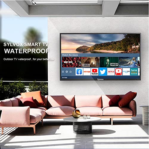 SYLVOX 75 inches Full Sun Outdoor TV Smart Waterproof TV 4K Ultra High-Resolution 2000nits,7x16(H) Support Bluetooth Wi-Fi Suitable for Partial Sun or Strong Light Area(Pool Series) (OT75A1KAGE)