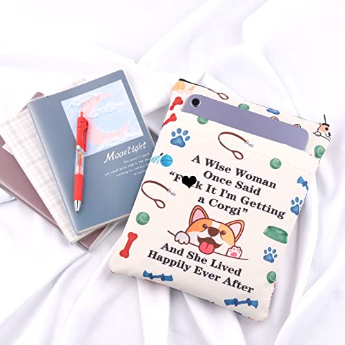 Funny Corgi Book Sleeve Corgi Lovers Book Cover Corgi Mom Gift Retirement Book Pouch Corgi Inspiration Book Sack for Women (CorgiBB)