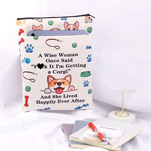 Funny Corgi Book Sleeve Corgi Lovers Book Cover Corgi Mom Gift Retirement Book Pouch Corgi Inspiration Book Sack for Women (CorgiBB)