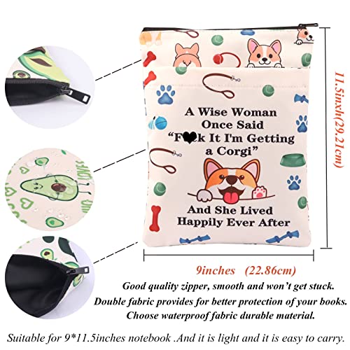 Funny Corgi Book Sleeve Corgi Lovers Book Cover Corgi Mom Gift Retirement Book Pouch Corgi Inspiration Book Sack for Women (CorgiBB)