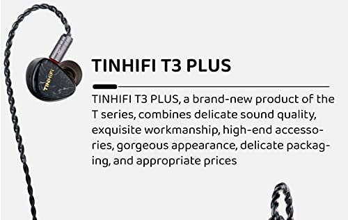 Keephifi Tinhifi T3 Plus Earphone, 10MM LCP Dynamic Driver in Ear Monitor for Clear Sound, with Detachable Cable Headset, HiFi Bass Noise-Isolating Earbud for Music,Game,Sport