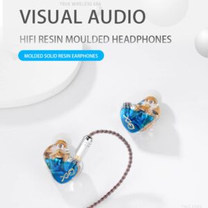 QZX A2 in ear Headphones NO Microphone HiFi Fans, IEM earbuds earphones for Sports, Stereo Lossless Sound Cancelling Dynamic Drivers Ear Buds for Games. 0.75/0.78mm Pins Gold Plated Connection Blue