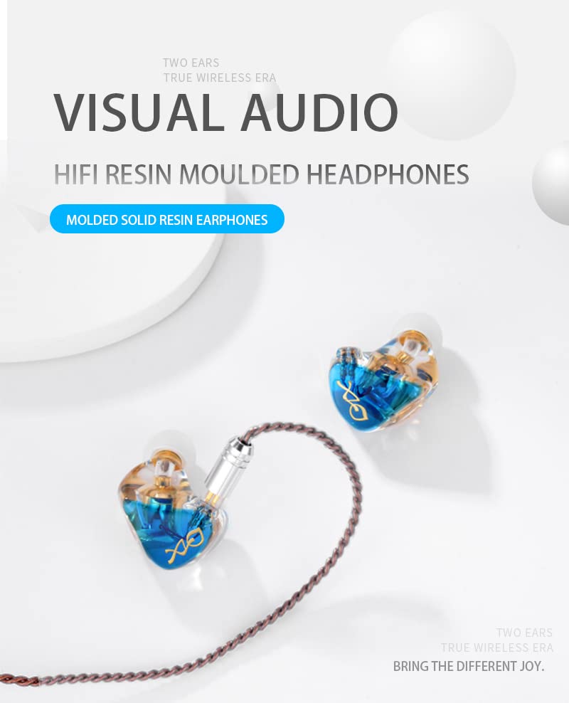 QZX A2 in ear Headphones NO Microphone HiFi Fans, IEM earbuds earphones for Sports, Stereo Lossless Sound Cancelling Dynamic Drivers Ear Buds for Games. 0.75/0.78mm Pins Gold Plated Connection Blue