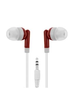 lowcostearbuds bulk pack of 25 burgundy/white earbuds/headphones – individually wrapped (cb-burgundy25-wrap-fba)
