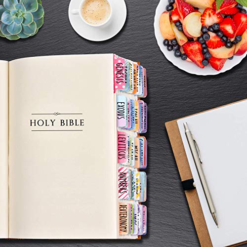 Bible Tabs Old and New Testament, Bible Tabs for Women/Men/Kids, 100 Pcs Bible Book/Index Tabs for Study Bible, Bible Chapter Tabs for Journaling Bible, Easy-to-Read, 66 Books, 8 Ref, 19 Blank Tabs