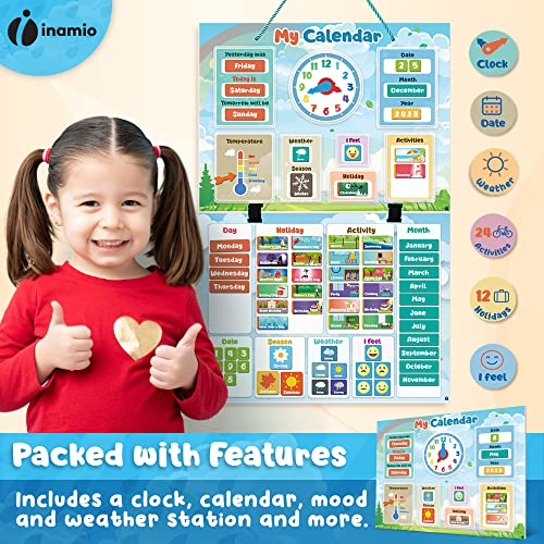Magnetic Kids Calendar for Learning - Classroom Calendar, Preschool Calendar for Kids - Toddler Calendar, Magnet Calendar for Kids - Days of the Week Chart for Toddlers - Today, Monthly and Weather