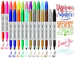 vitoler 24 colors permanent markers, fine point art marker pens, works on plastic, stone, wood, metal and glass for adult kids painting, coloring, doodling and marking