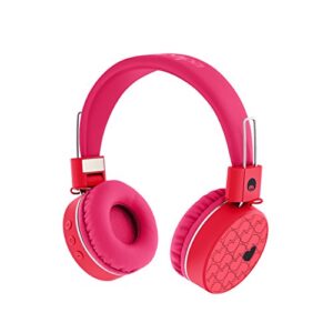 rockpapa k8 foldable childrens kids wireless headphones, bluetooth on ear headsets with mic and remote control, hands-free call, including wired mode pink