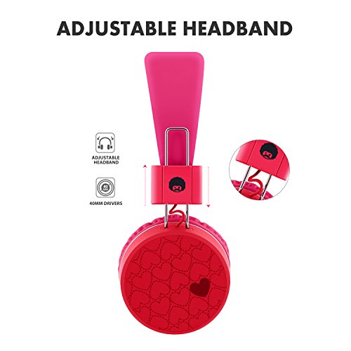 rockpapa K8 Foldable Childrens Kids Wireless Headphones, Bluetooth On Ear Headsets with MIC and Remote Control, Hands-Free Call, Including Wired Mode Pink