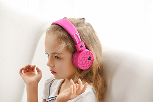 rockpapa K8 Foldable Childrens Kids Wireless Headphones, Bluetooth On Ear Headsets with MIC and Remote Control, Hands-Free Call, Including Wired Mode Pink