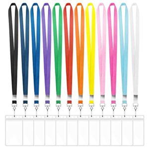 12 pack cruise lanyard with id card holder, durable lanyard with waterproof id badge holder cruise lanyards for id badges ship cards carnival sail keys (12 colors)