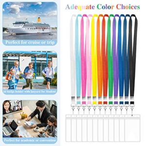 12 Pack Cruise Lanyard with ID Card Holder, Durable Lanyard with Waterproof ID Badge Holder Cruise Lanyards for ID Badges Ship Cards Carnival Sail Keys (12 Colors)