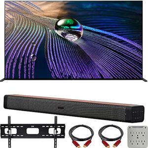 sony xr55a90j 55-inch oled 4k hdr ultra smart tv bundle with deco home 60w 2.0 channel soundbar, 37″-100″ tv wall mount bracket bundle and 6-outlet surge adapter