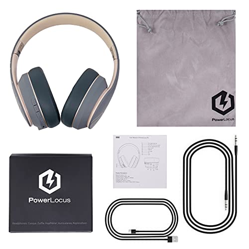 PowerLocus Wireless Bluetooth Headphones, Bluetooth Headphones Over Ear, Super Bass Hi-Fi Stereo, Soft Earmuffs, Foldable Wireless and Wired with Mic for Cell Phones, Online Class, Home Office, PC,TV