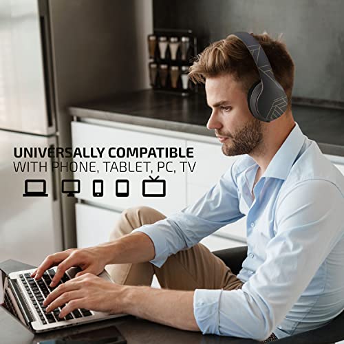 PowerLocus Wireless Bluetooth Headphones, Bluetooth Headphones Over Ear, Super Bass Hi-Fi Stereo, Soft Earmuffs, Foldable Wireless and Wired with Mic for Cell Phones, Online Class, Home Office, PC,TV