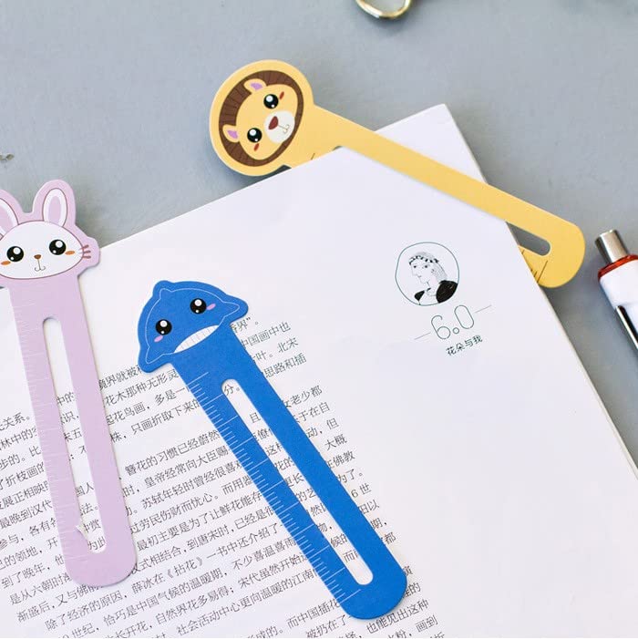 Aufruh 30Pieces Cute Animals Bookmarks Funny Cartoon Page Markers for Students Readers Bear Lion Tiger Cat Monkey Elephant Rabbit Giraffe