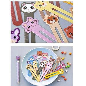 Aufruh 30Pieces Cute Animals Bookmarks Funny Cartoon Page Markers for Students Readers Bear Lion Tiger Cat Monkey Elephant Rabbit Giraffe