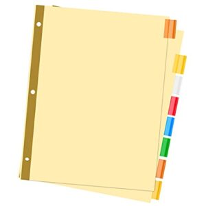 Amazon Basics 8 Tab Dividers for 3 Ring Binder, Insertable Tab, Multicolor, 4-Pack