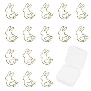 zelaro 20 pieces cute paper clips, metal rabbit shaped paper clips animal bookmark clip for home office school documents, notes organizing (gold)