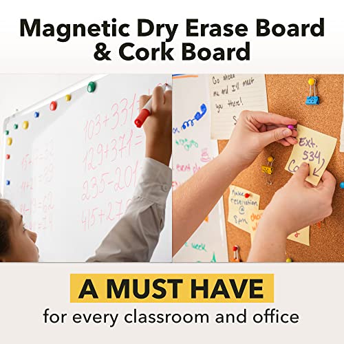 Vision Board 2023: Dry Erase Cork Board Combo Set - 20" x 28" Magnetic White Board and Cork Bulletin Combination Board, Use as Message Board, Memo Board - w/ Markers, Eraser, Magnets, Push Pins