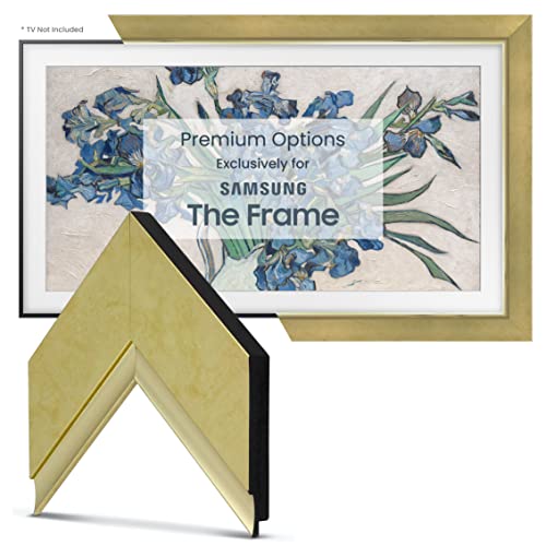 Deco TV Frames - Contemporary Gold Smart Frame Compatible ONLY with Samsung The Frame TV (55", Fits 2021-2023 Frame TV)