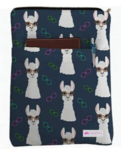 nerdy llama book sleeve – book cover for hardcover and paperback – book lover gift – notebooks and pens not included
