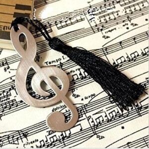 m·kvfa Romantic Music Note Alloy Bookmark Novelty Ducument Book Marker Label Stationery Lovely Music Note Page Markers Metal with Tassels Pendant Gifts Perfect for Gifts