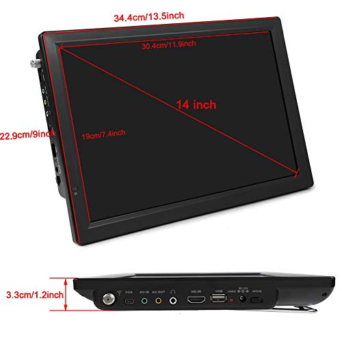 Leftwei Romantic PresentMini HD TV, Digital TV,Digital Television, 14inch Monitor for Home Car