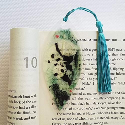 6 Pieces Handmade Leaf Vein Bookmarks with Tassels Chinese Paintings Panda Best Gift for Your Friends Kids Student Souvenirs Business Gift Christmas Gift Birthday Gift