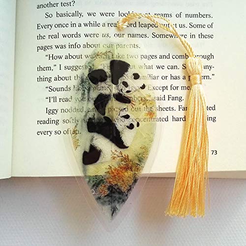 6 Pieces Handmade Leaf Vein Bookmarks with Tassels Chinese Paintings Panda Best Gift for Your Friends Kids Student Souvenirs Business Gift Christmas Gift Birthday Gift