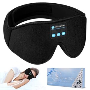 FREGENBO Sleep Headphones Eye Mask, 20-27 Adjustable Music 3D Sleep Mask Upgraded, Wireless Sleeping Headphones for Side Sleepers, HandsFree for Meditation Insomnia Travel(Black)