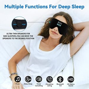 FREGENBO Sleep Headphones Eye Mask, 20-27 Adjustable Music 3D Sleep Mask Upgraded, Wireless Sleeping Headphones for Side Sleepers, HandsFree for Meditation Insomnia Travel(Black)